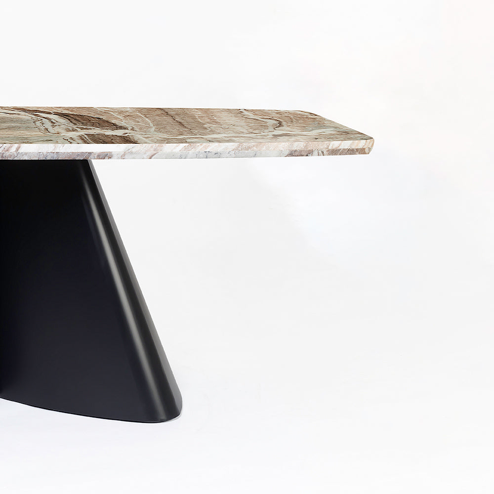 Chrome Marbel Dining Table with Iron - Black