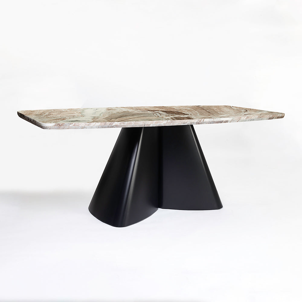 Chrome Marble 8 Seater Dining Table with Iron - Black - Toranto