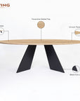 Bootsy Marbel 8 Seater Dining Table with Iron - Black