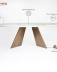 Bootsy Marbel 8 Seater Dining Table with Iron - Brass