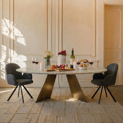 Bootsy Marble 8 Seater Dining Table with Iron - Brass