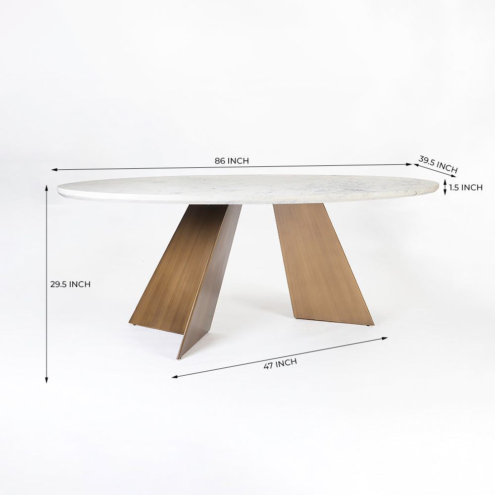 Bootsy Marble 8 Seater Dining Table with Iron - Brass - Baswada