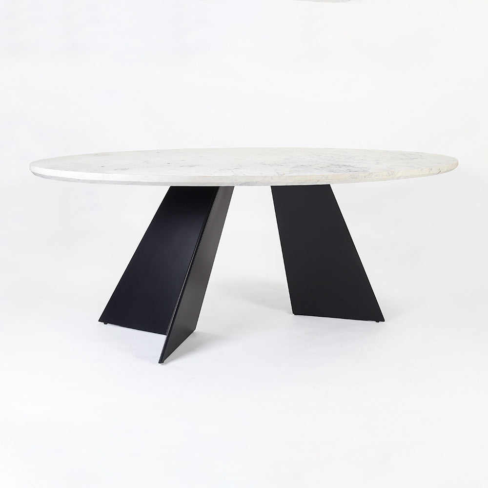 Bootsy Marble 8 Seater Dining Table with Iron - Black - Baswada