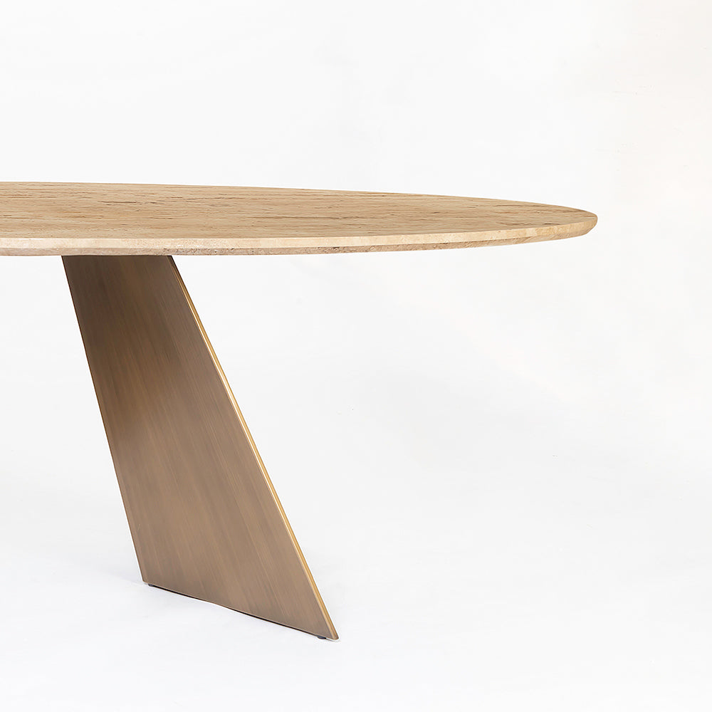 Bootsy Marble 8 Seater Dining Table with Iron - Brass - Travertine