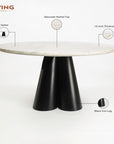 Duster Marbel 6 Seater Dining Table with Iron - Black