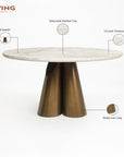 Duster Marbel 6 Seater Dining Table with Iron - Brass