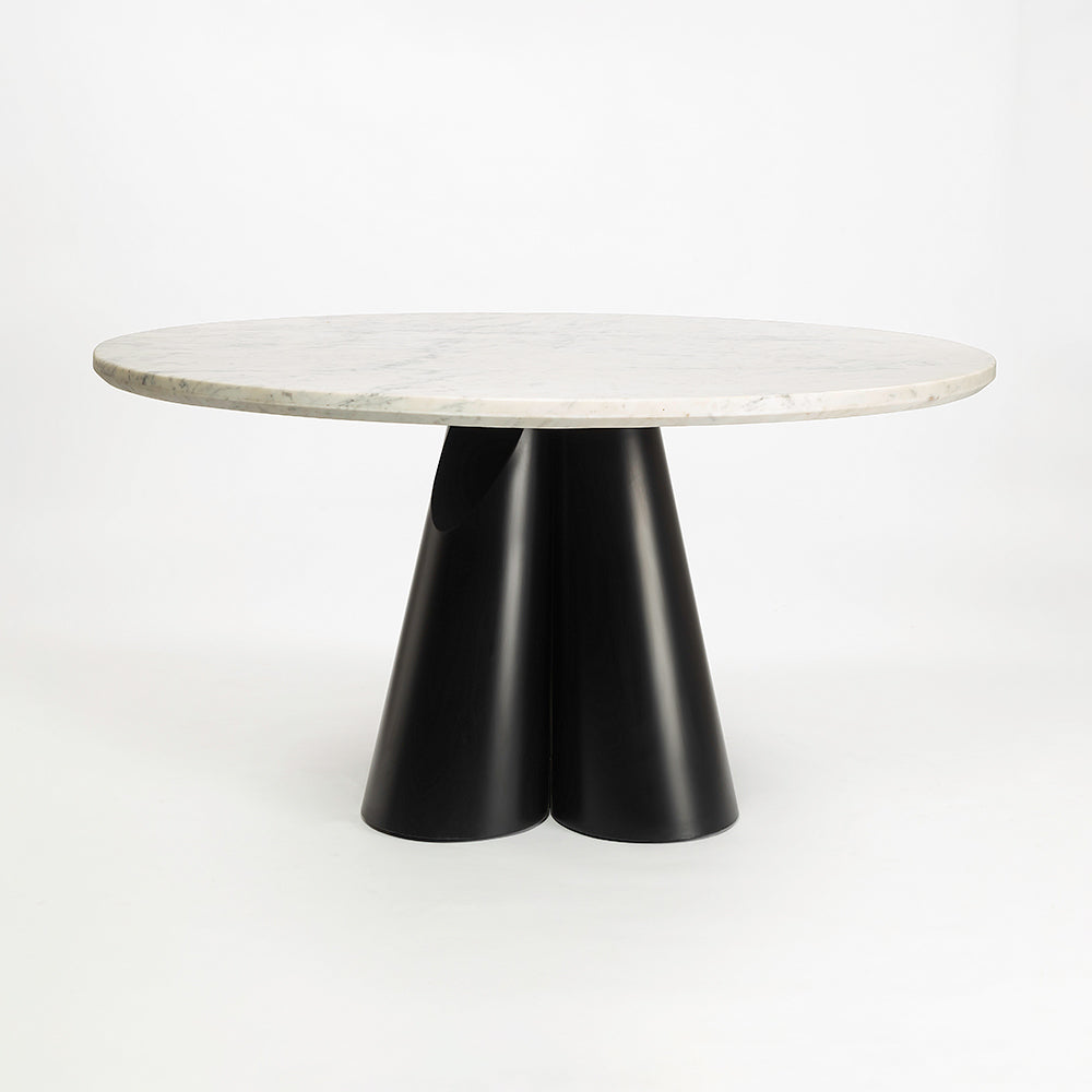 Duster Marble 6 Seater Dining Table with Iron - Black