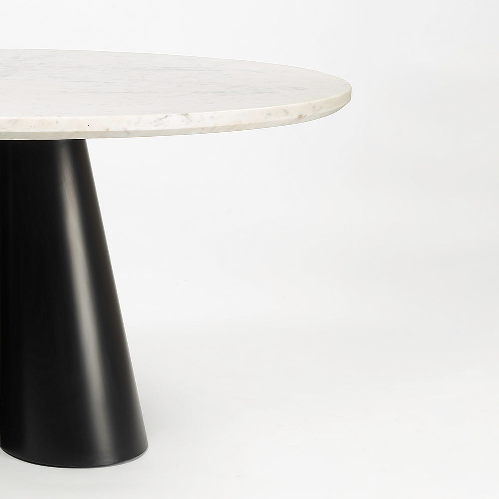 Duster Marble 6 Seater Dining Table with Iron - Black