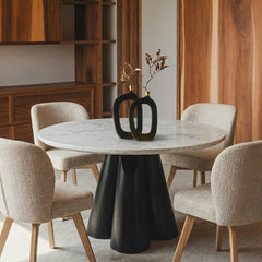 Duster Marble 6 Seater Dining Table with Iron - Black