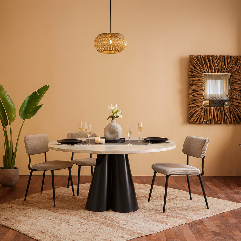 Duster Marbel 6 Seater Dining Table with Iron - Black