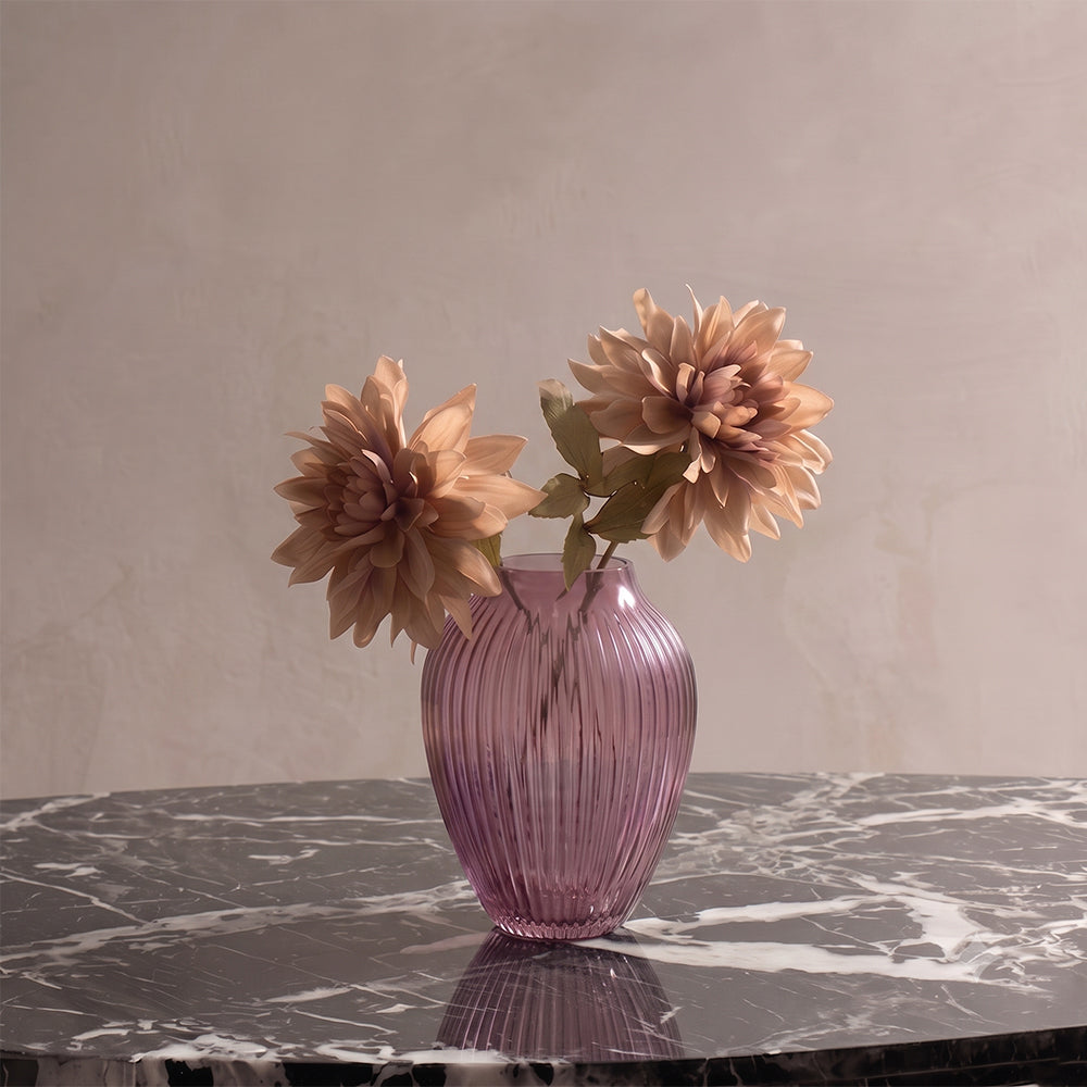 Silviera Charm Mauve Purple Ribbed Glass Small Table Vase