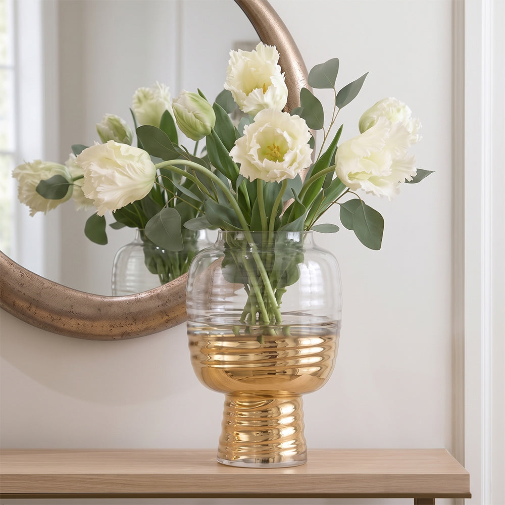 Lavande Charm Clear and Gold Glass Large Table Vase