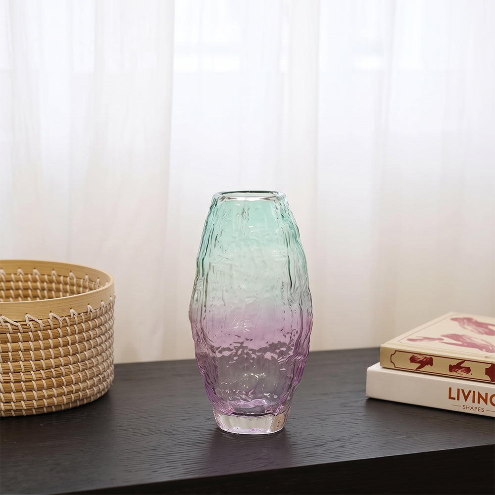 Axion Prime Aqua and Lilac Ombre Glass Small Table Vase