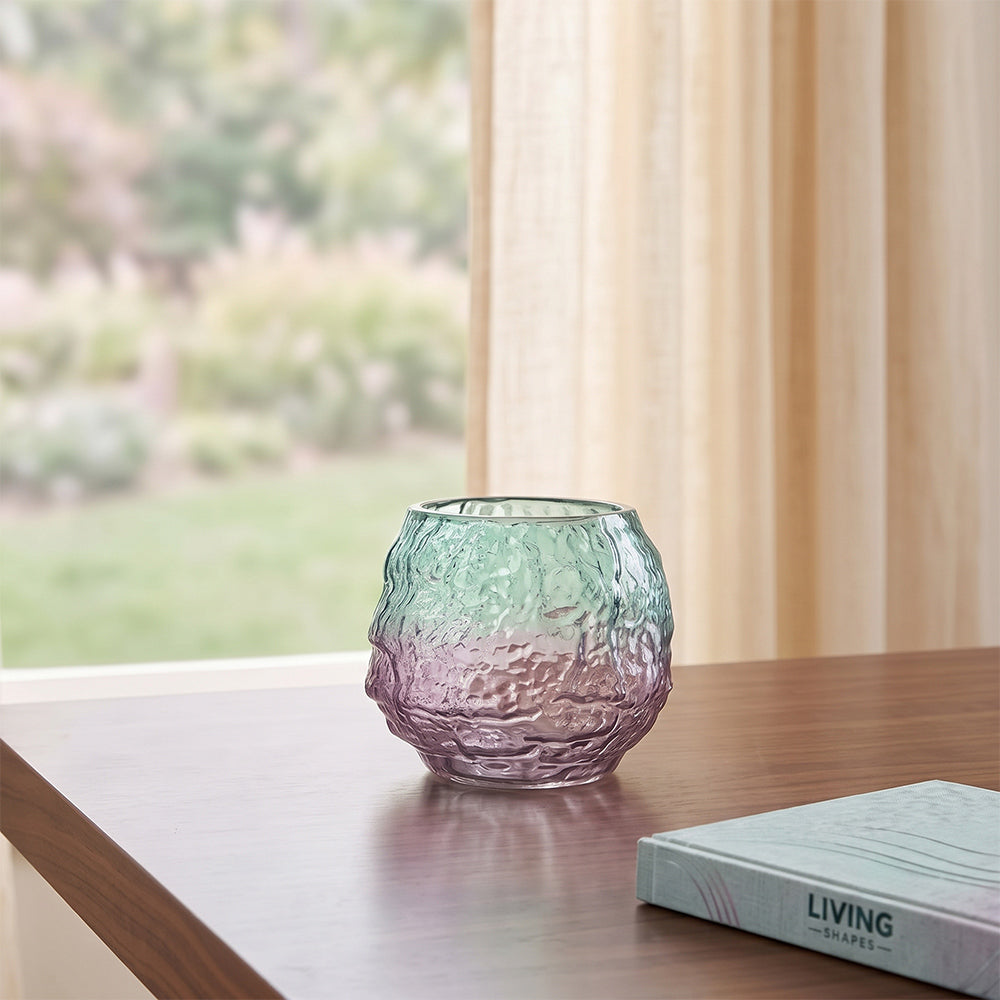 DynaFlux Kate Aqua and Lilac Ombre Glass Small Table Vase