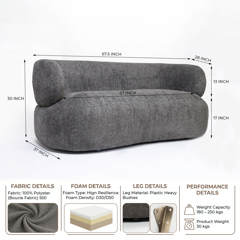 Sofelle Aicelle 2 Seater Sofa - Dark Grey