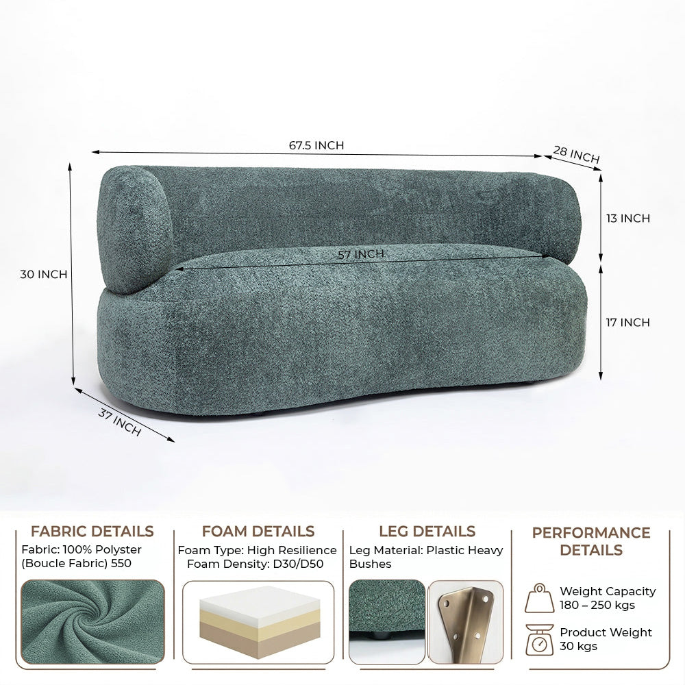 Sofelle Aicelle 2 Seater Sofa - Green