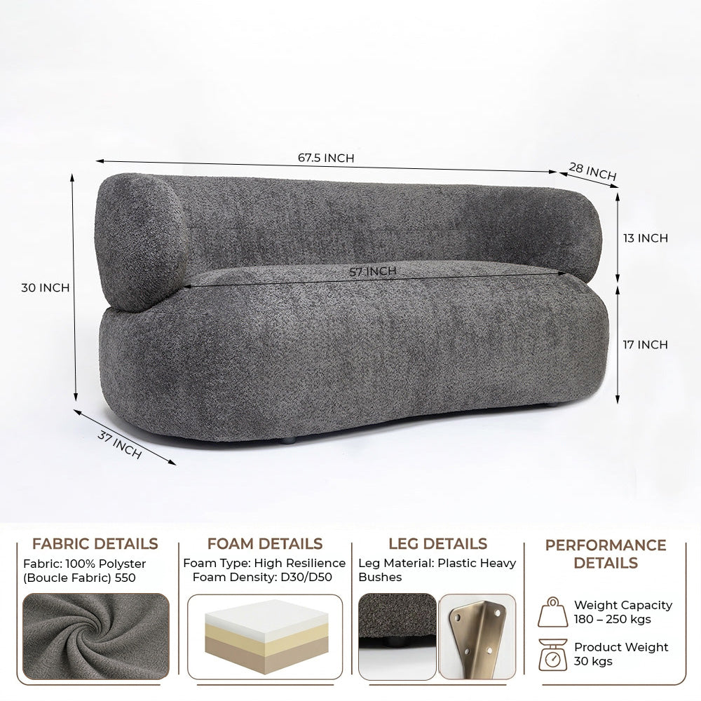 Sofelle Aicelle 2 Seater Sofa - Dark Grey