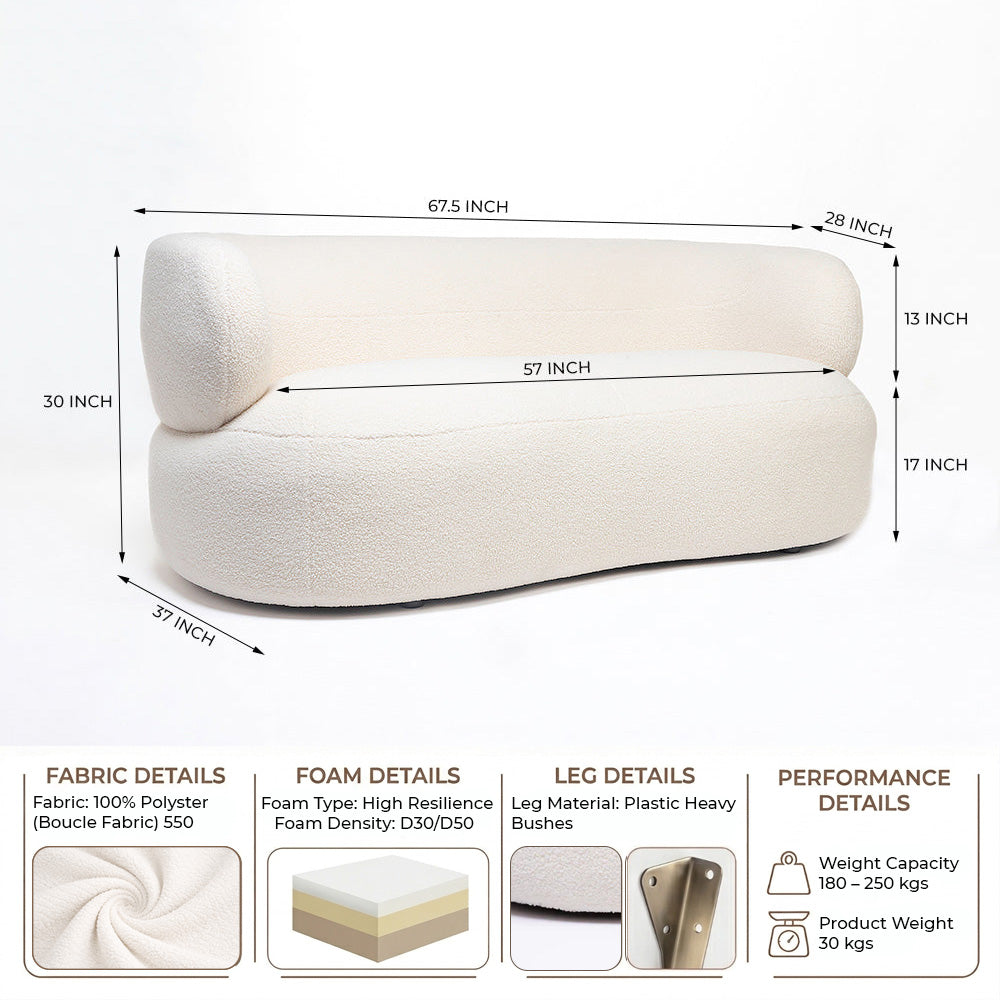 Sofelle Aicelle 2 Seater Sofa - White