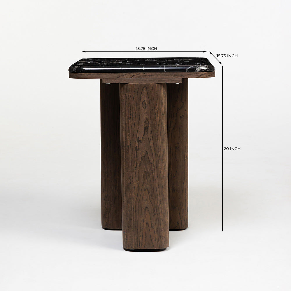 Elaris Black Marble Top Wooden Square Coffee Table - Small