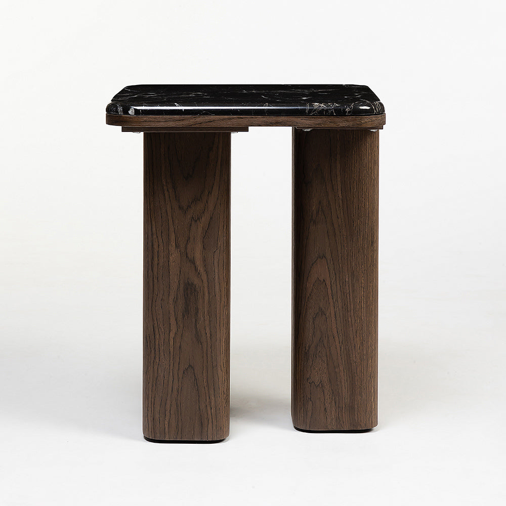 Elaris Black Marble Top Wooden Square Coffee Table - Small
