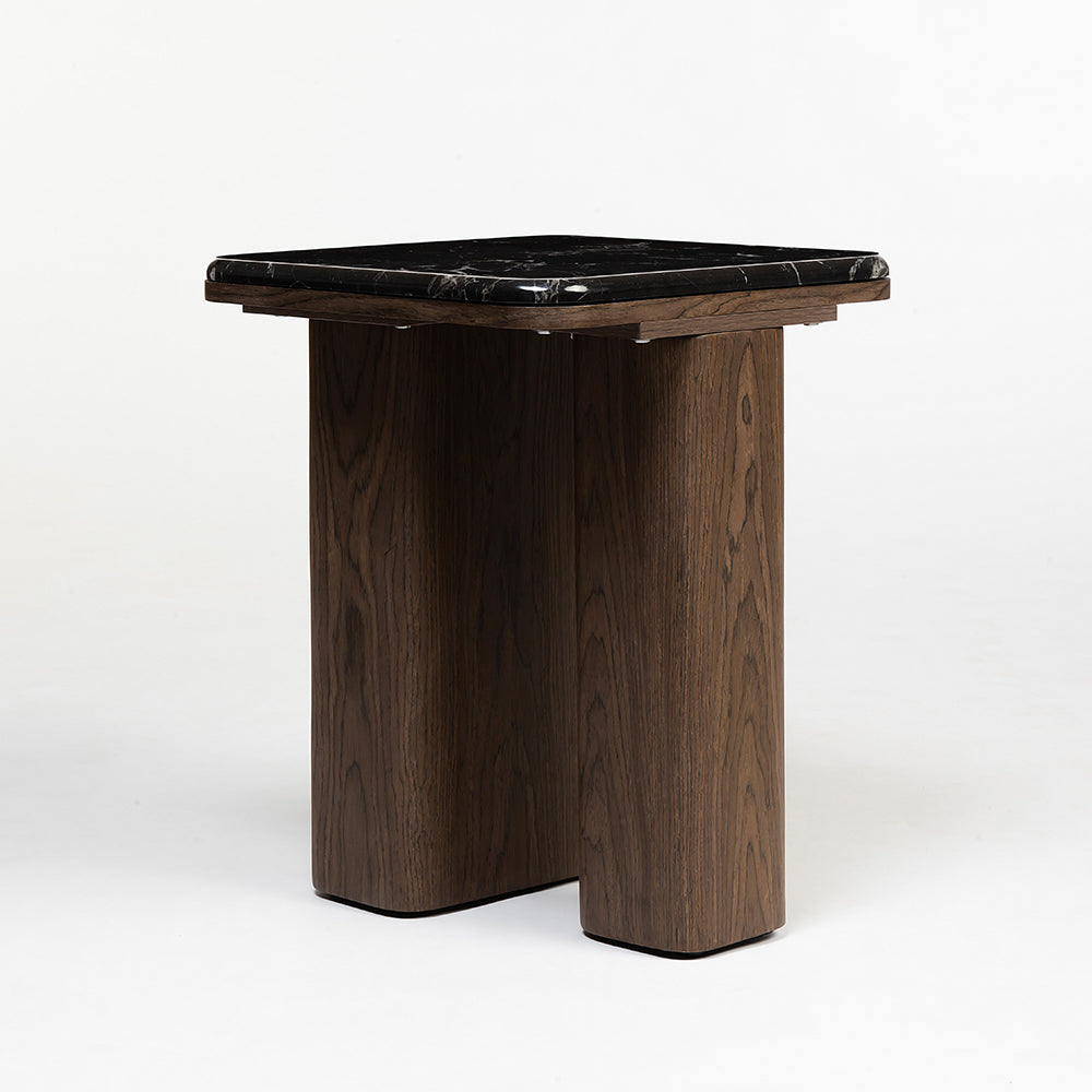 Elaris Black Marble Top Wooden Square Coffee Table - Small