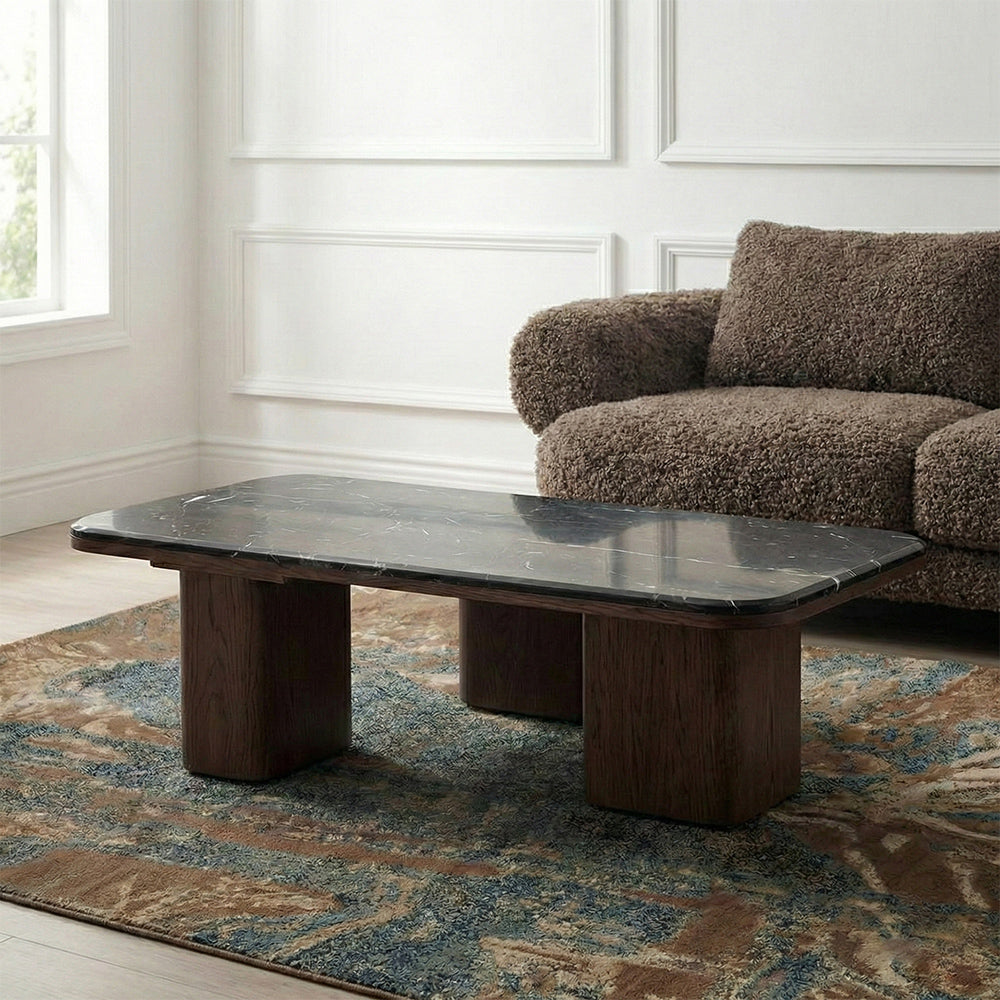 Lakesona Sherwin Rectangular Black Marble Coffee Table