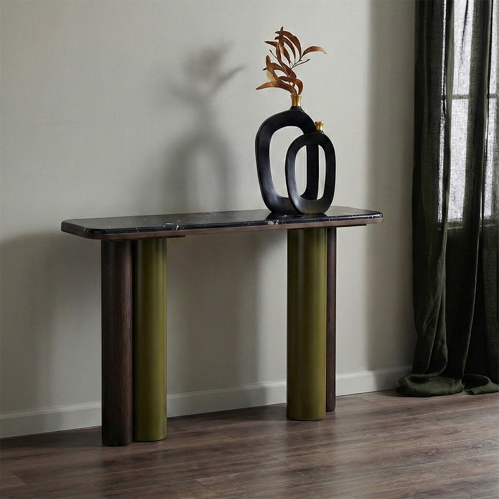 Jakob Cane Marble Top Console Table