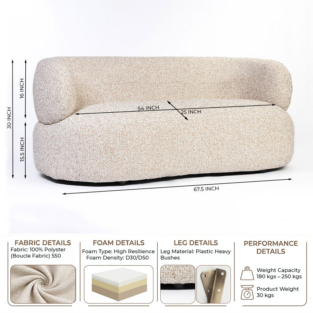 Aurelia Vibrant 2 Seater Sofa - Beige