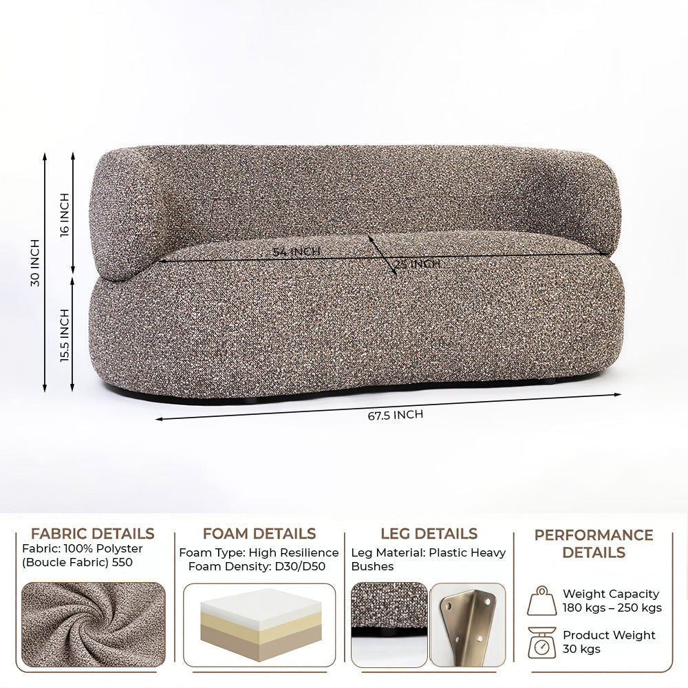 Aurelia Vibrant 2 Seater Sofa - Taupe