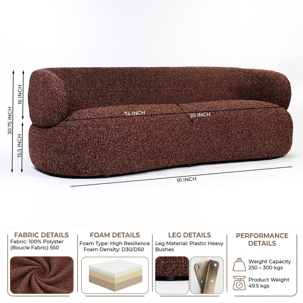 Calmire Arnies 3 Seater  Sofa - Red