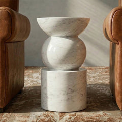 Booke White Purple Marble Accent Table