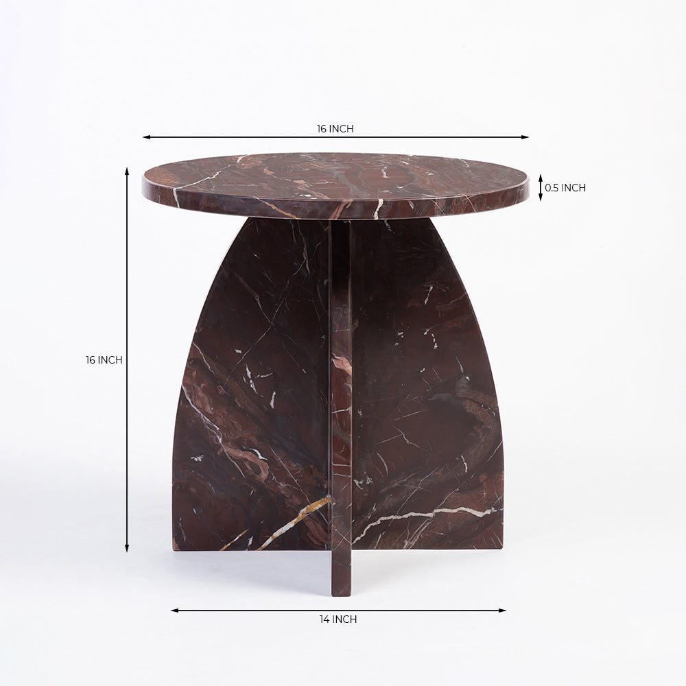 Summa Red Marble Accent Table