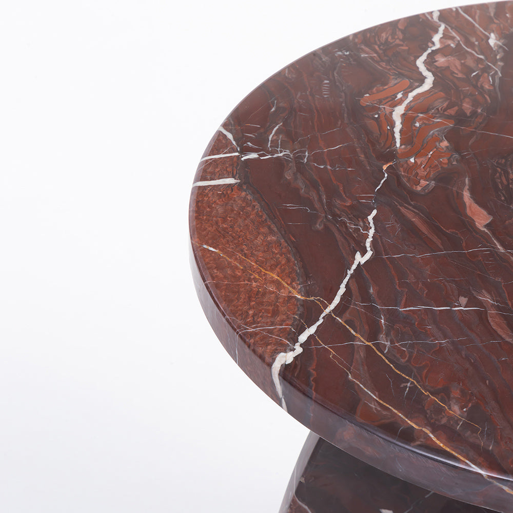 Summa Red Marble Accent Table