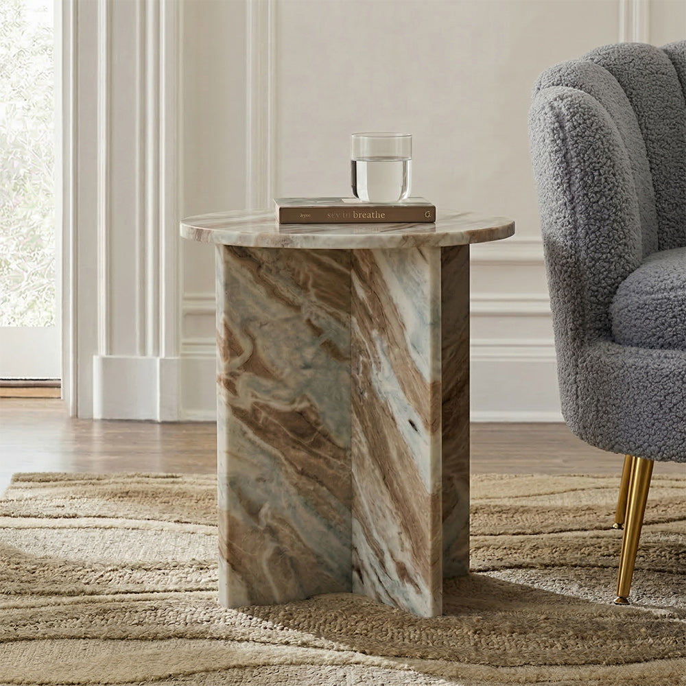 Roscoe Butterscotch Marble Accent Table