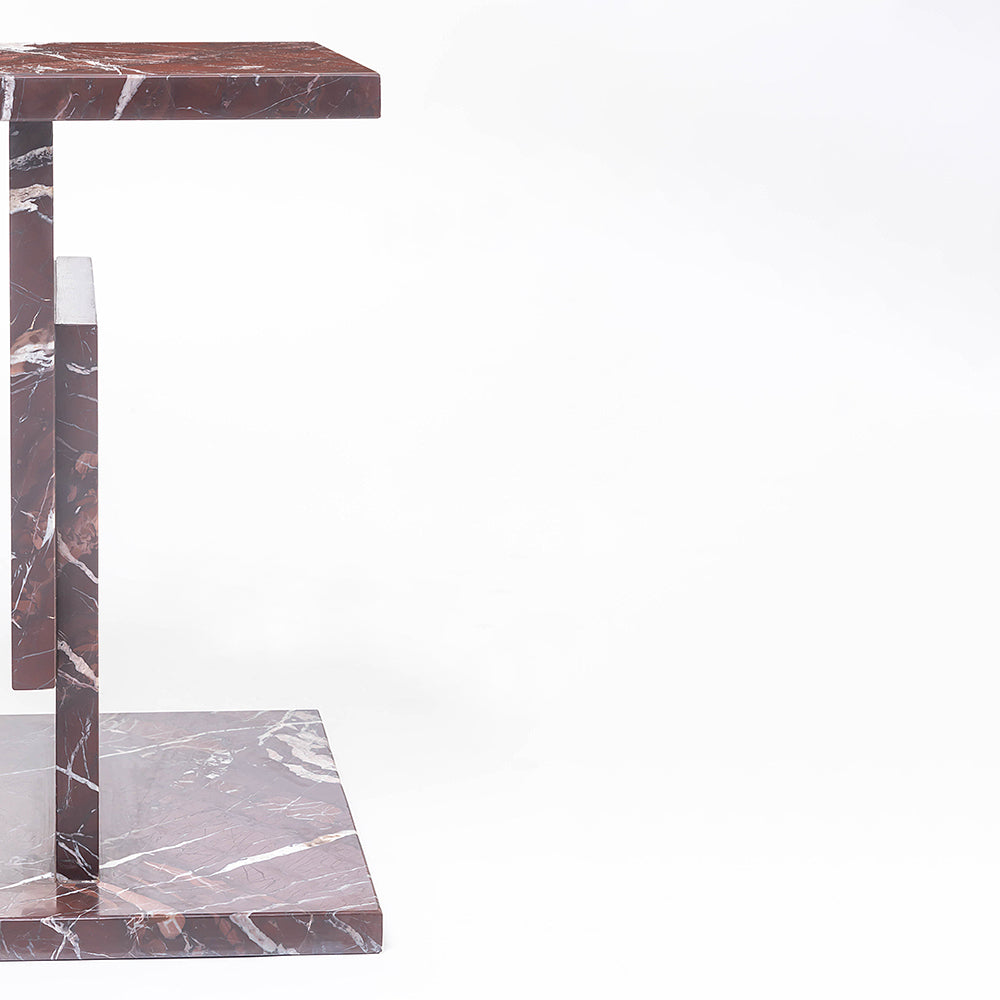 Shad Red Marble Accent Table