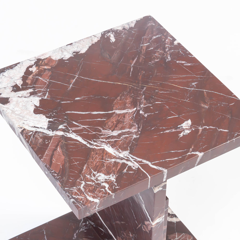 Shad Red Marble Accent Table