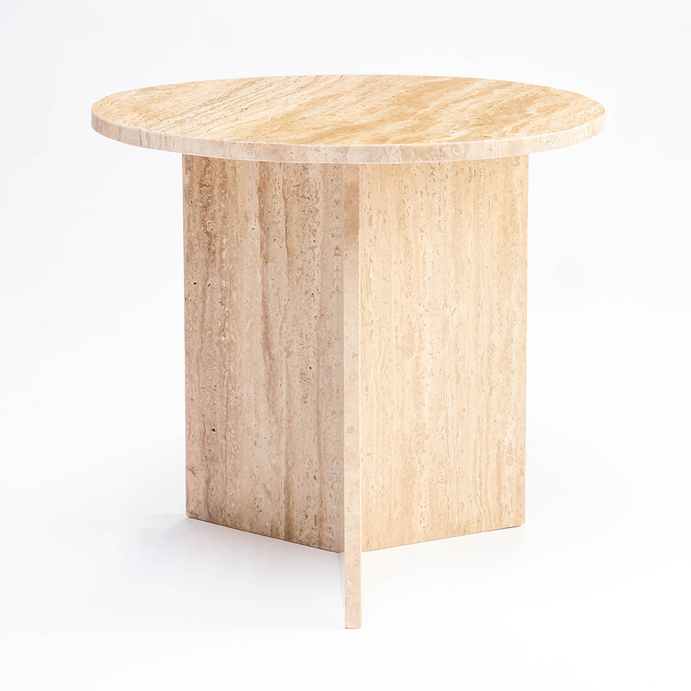Lumi Travertine Marble Accent Table