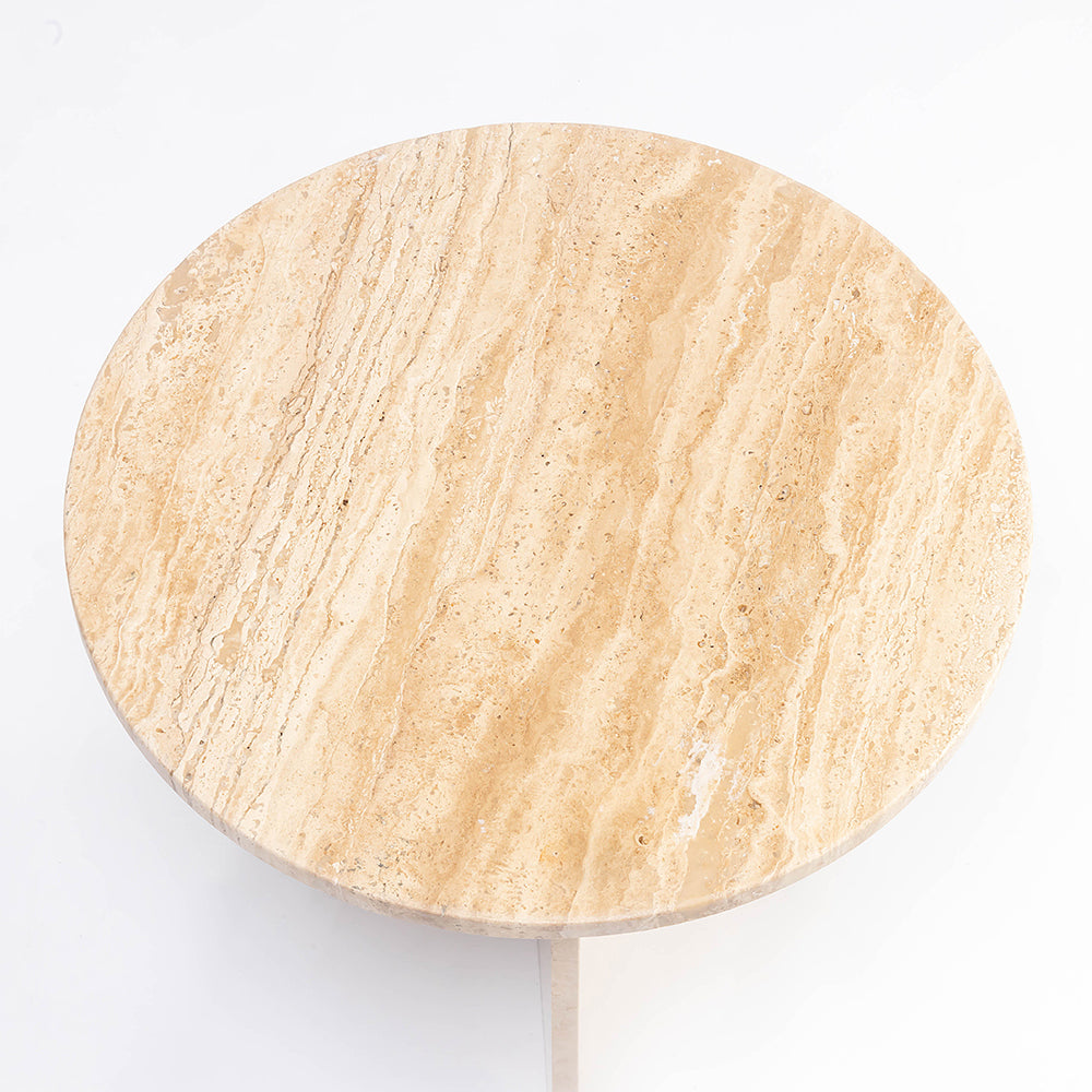 Lumi Travertine Marble Accent Table