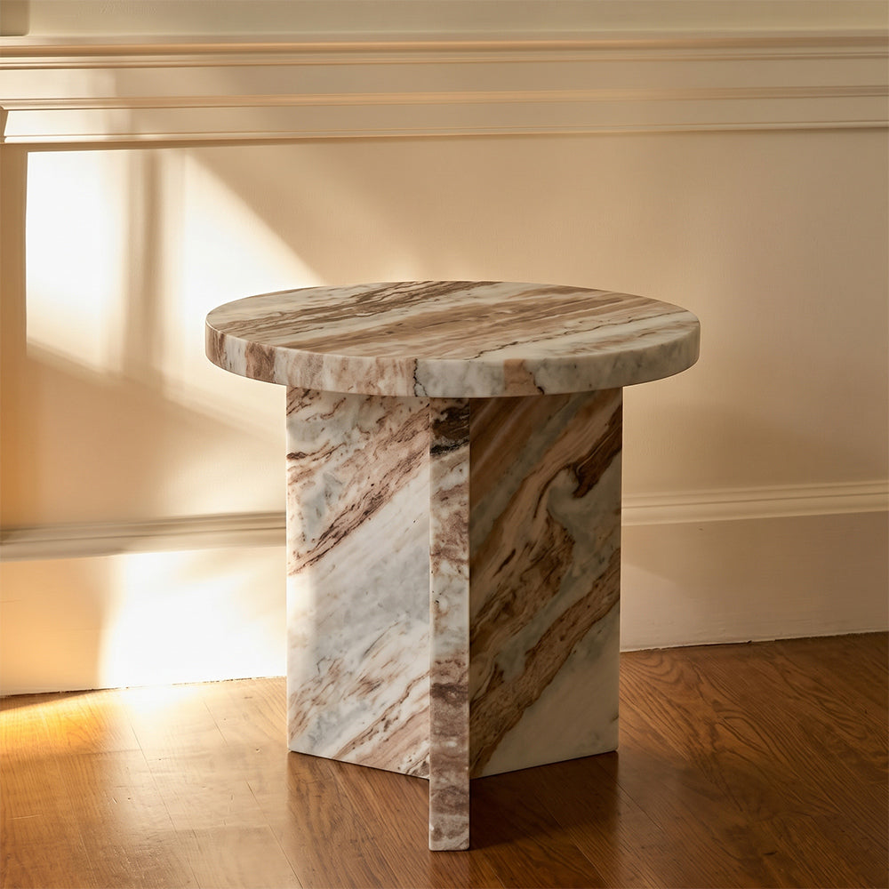 Rea Butterscotch Marble Accent Table