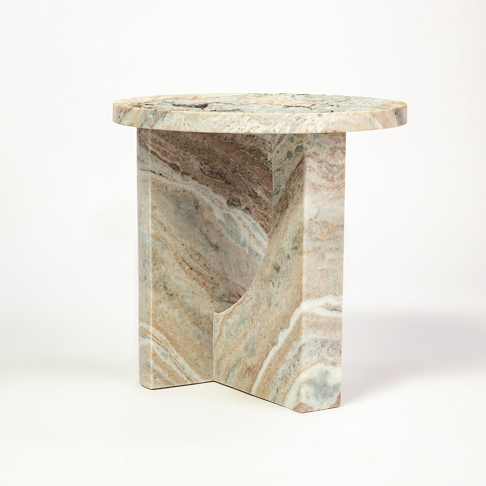 Crescent Vein Marble Accent Table