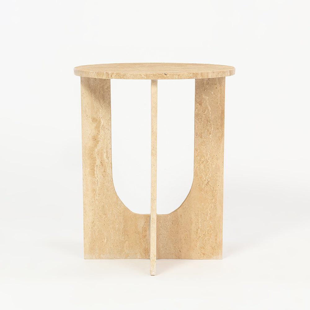 Travertine Marble Curil Accent Table
