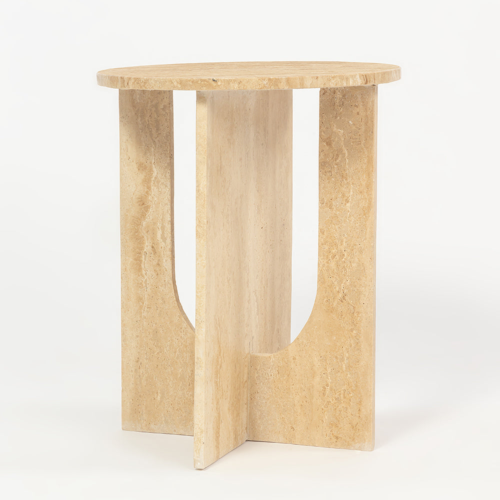 Travertine Marble Curil Accent Table