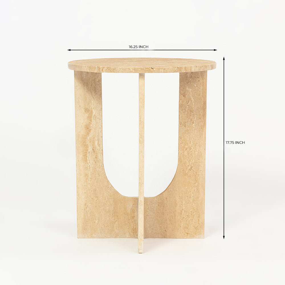 Travertine Marble Curil Accent Table