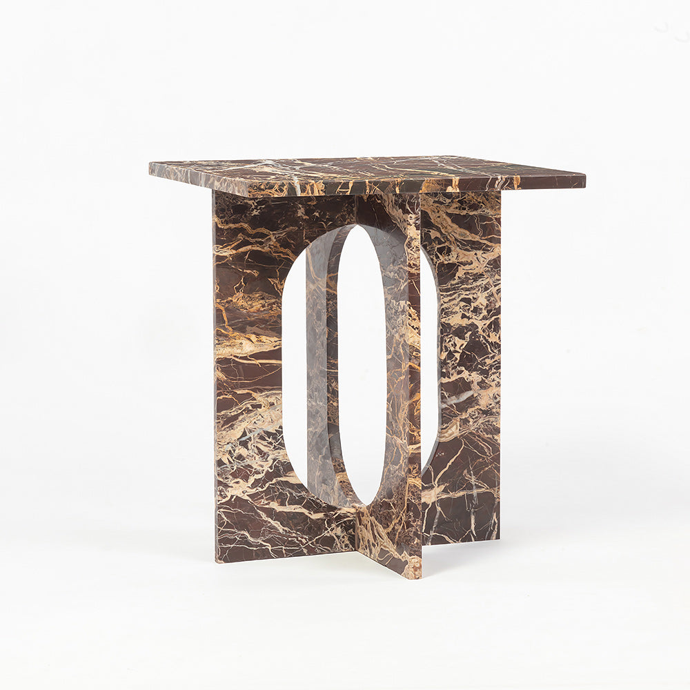 Red Marble Osure Accent Table