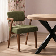 Boucle Medio Dining Chair with Parawood