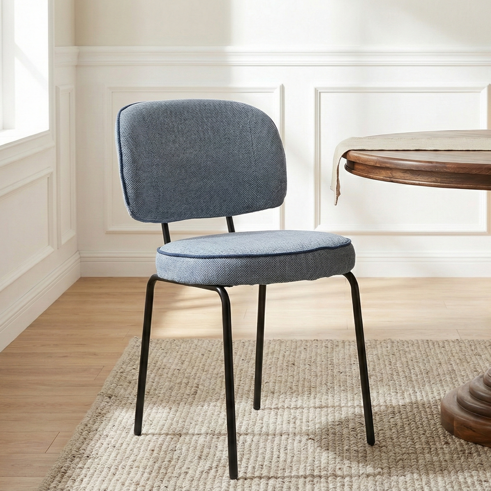 Cotton Dusty Blue Relae Dining Chair with Metal