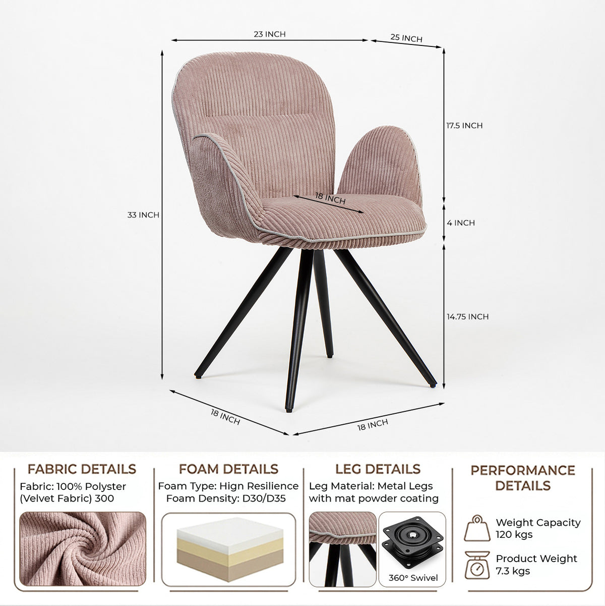 Velvet Jhene Dining Chair with Metal