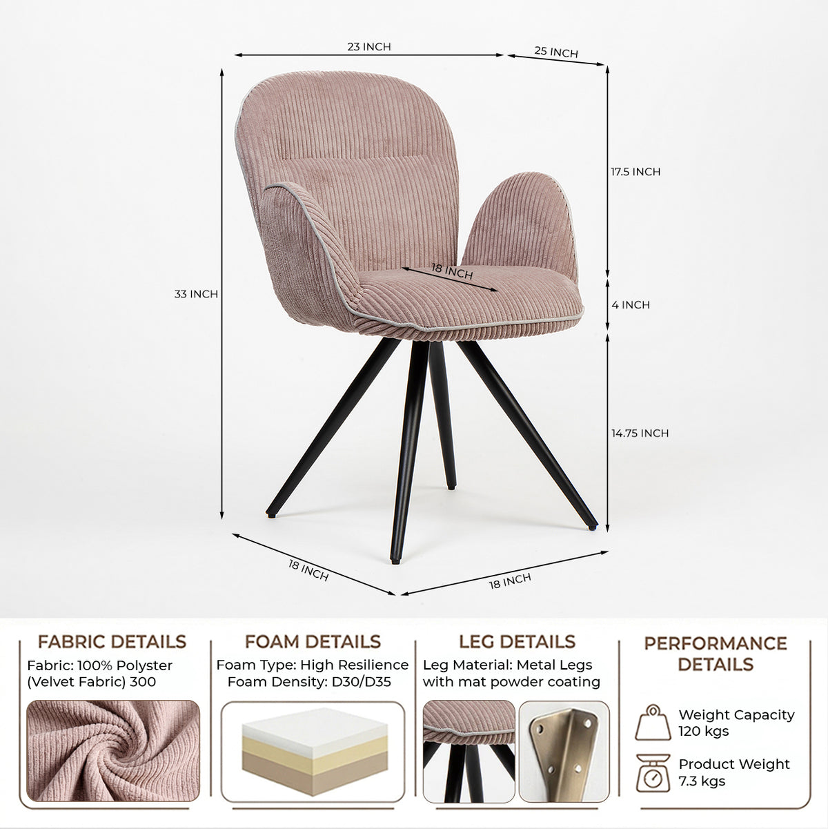 Velvet Jhene Dining Chair with Metal