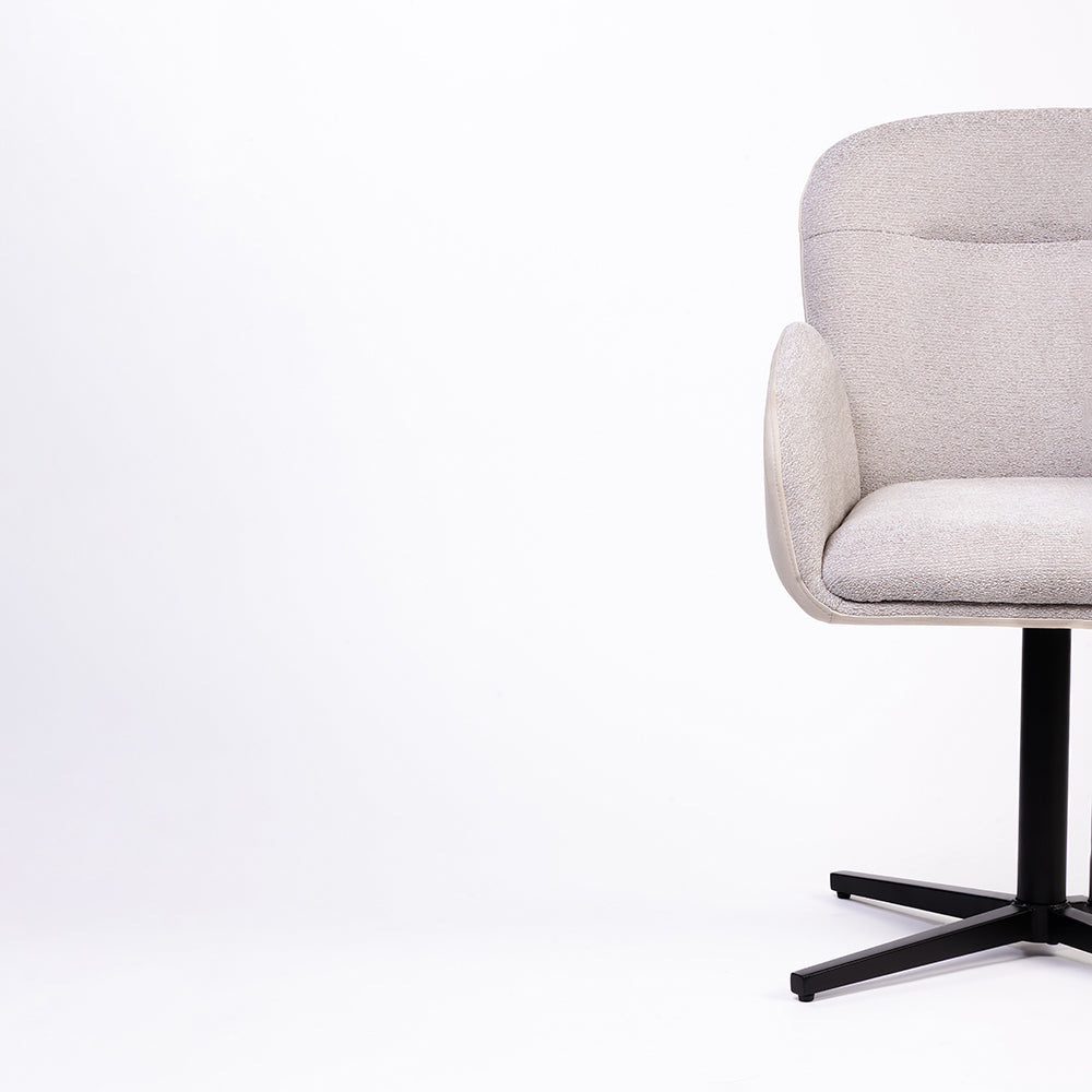Boucle Siko Dining Chair with Metal- Swivel
