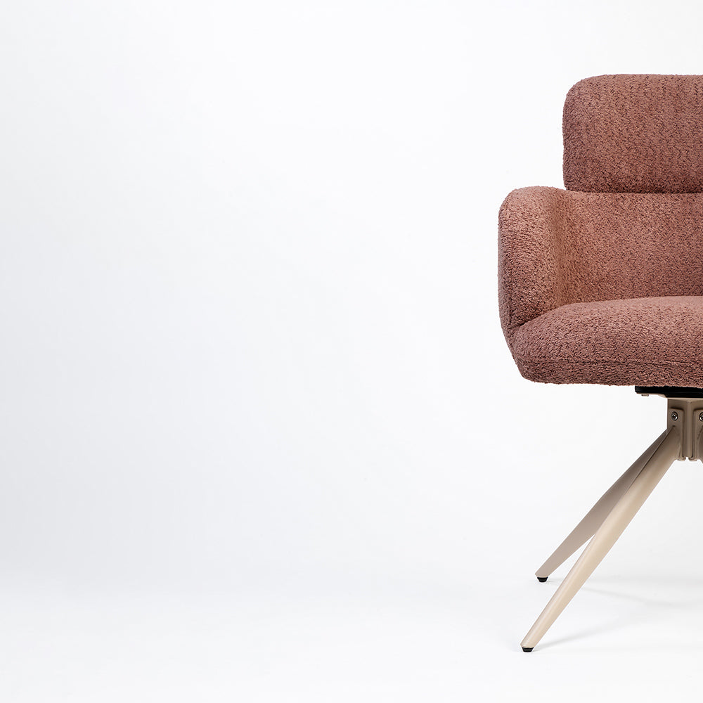 Boucle Babad Dining Chair with Metal- Swivel